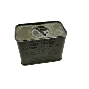 Vintage 70s Vietnam Era Military Green 3 Tin Fungicidal Foot Powder Tin Can